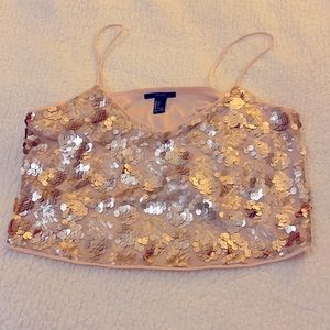 🌸💟 FINAL SALE 💟🌸 Forever 21 Sparkly Peach Sequin Crop Top Size L